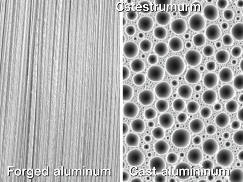 Comparison of forged vs cast aluminum microstructure from MAIKONG's metallurgy lab Comparison of forged vs cast aluminum microstructure from MAIKONG's metallurgy lab