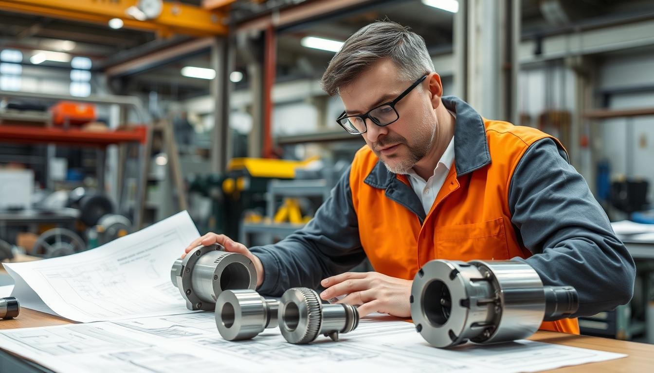 Engineer examining both billet and forged parts to make manufacturing decisions