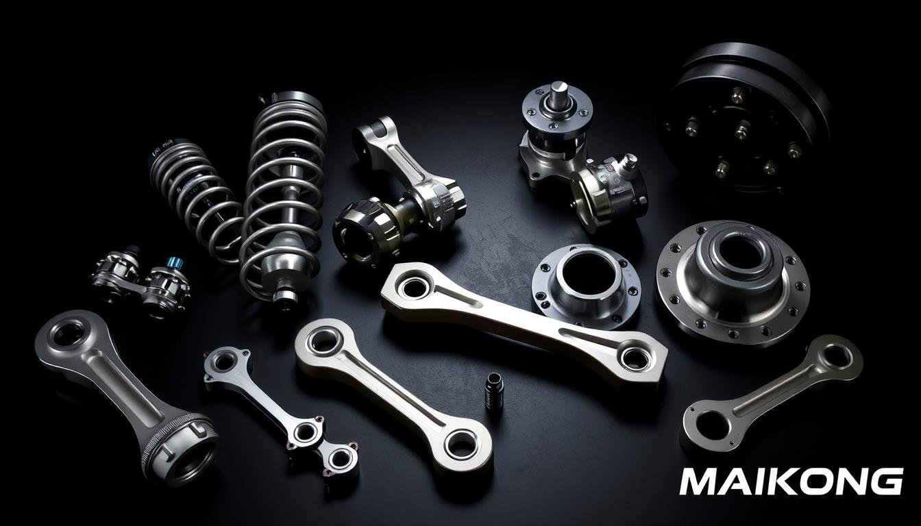 Forged aluminium automotive components demonstrating the strength-to-weight benefits Forged aluminium automotive components demonstrating the strength-to-weight benefits