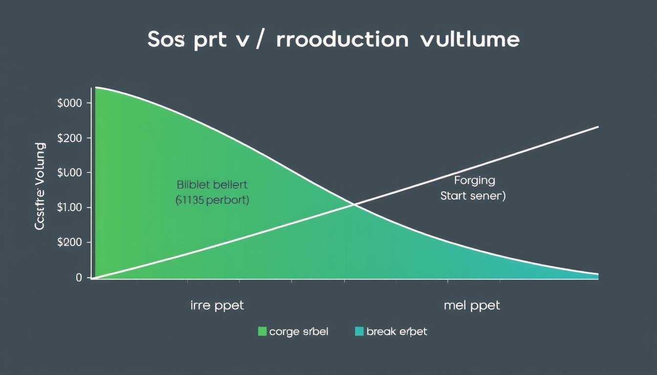 Graph showing cost per part vs production volume for billet and forged manufacturing