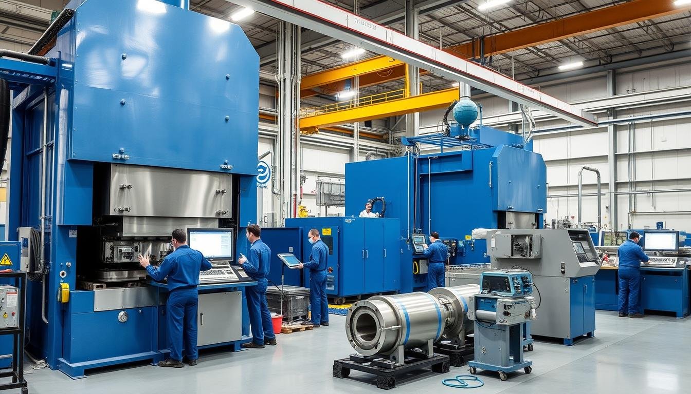 MAIKONG aluminum alloy forgings facility with hydraulic presses and quality control stations