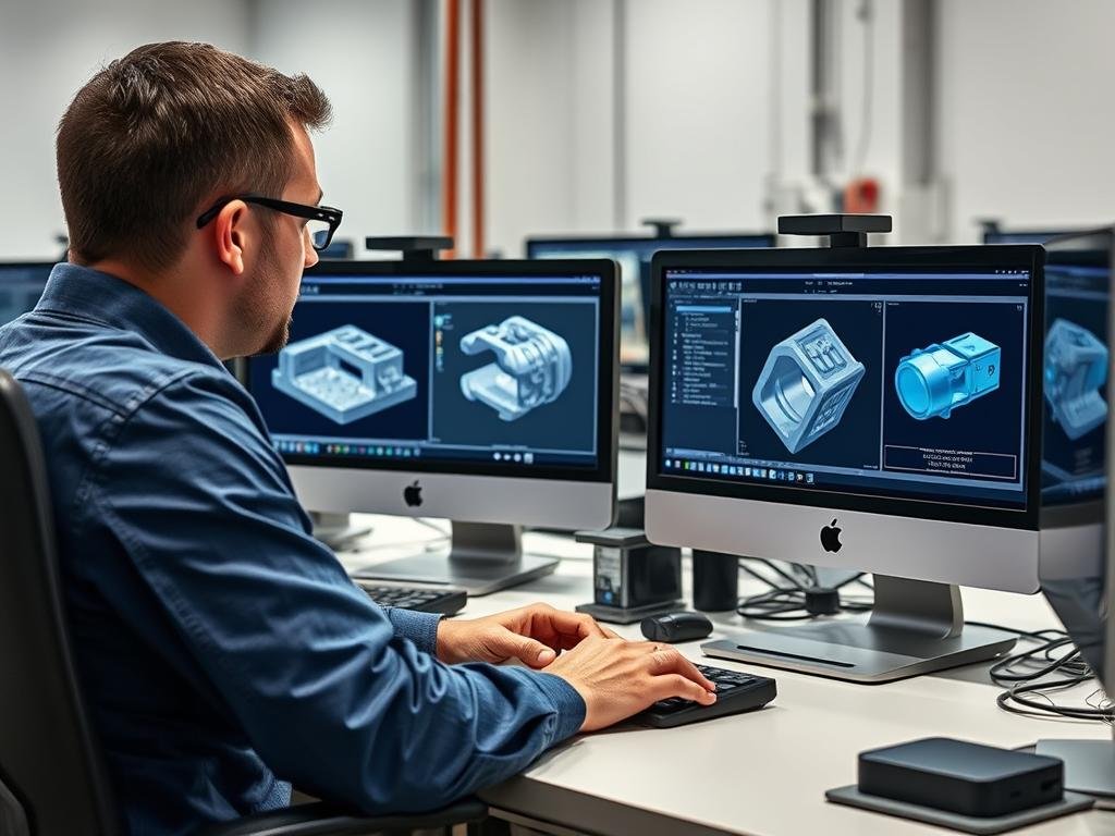 MAIKONG engineers using CAD/CAM software to design aluminum forging components