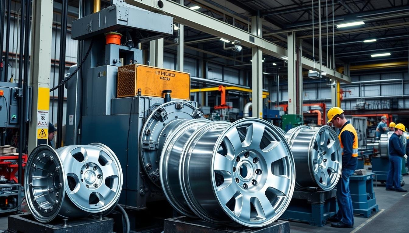 MAIKONG's aluminum forging process for truck wheels showing the manufacturing stages