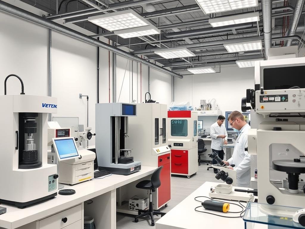 Material testing laboratory at MAIKONG facility showing testing equipment