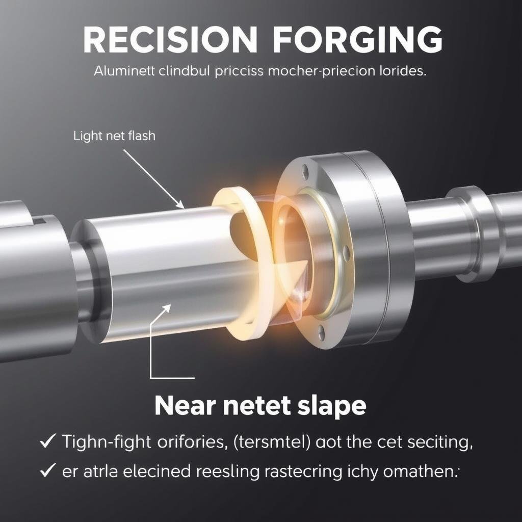 Precision forging process for aluminum showing near-net shape production