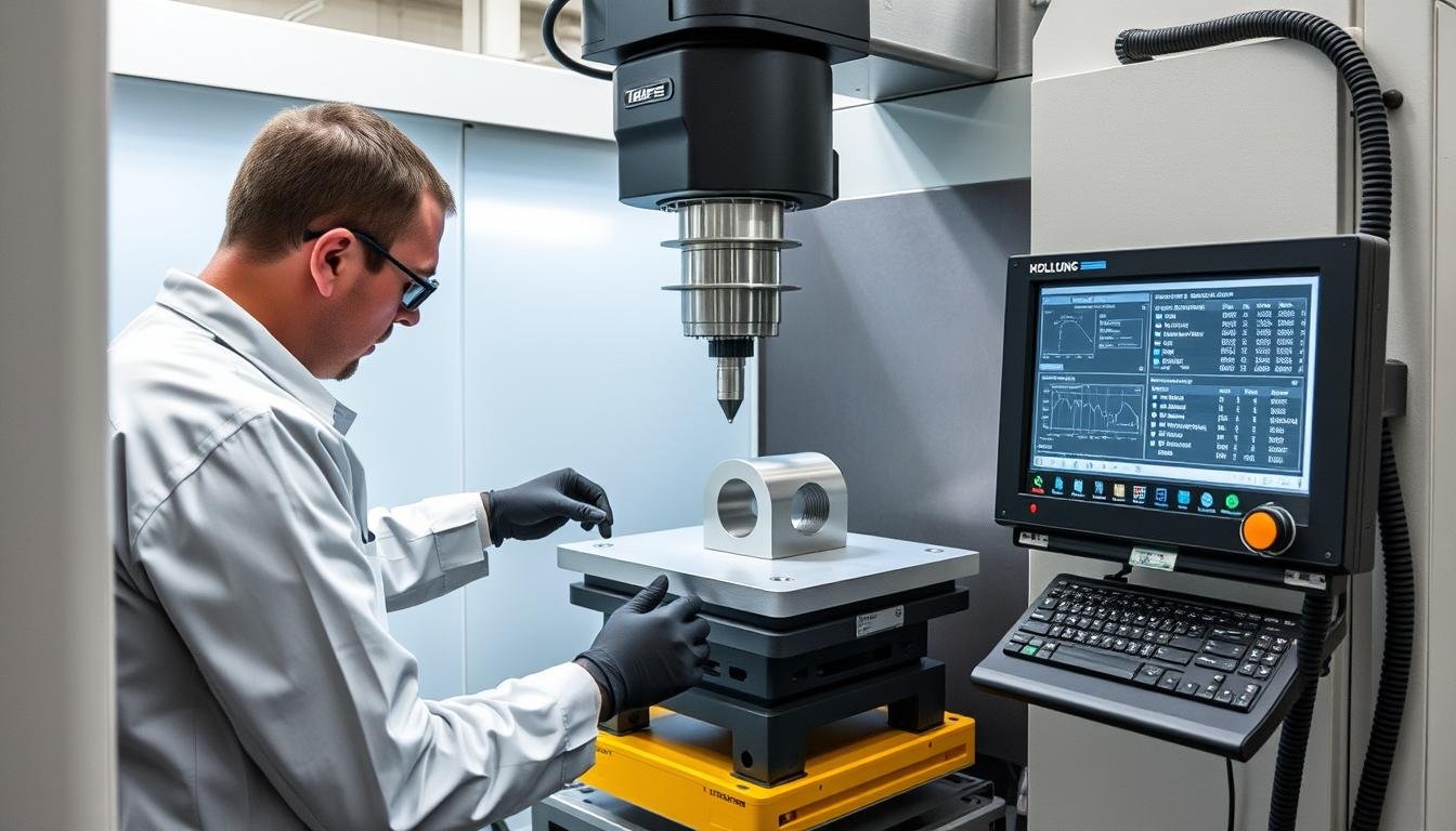 Quality control inspection of forged 7075 T6 aluminum components at MAIKONG