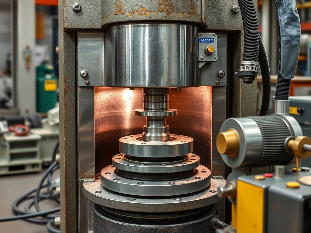 Small aluminum forging press producing precision aluminum components