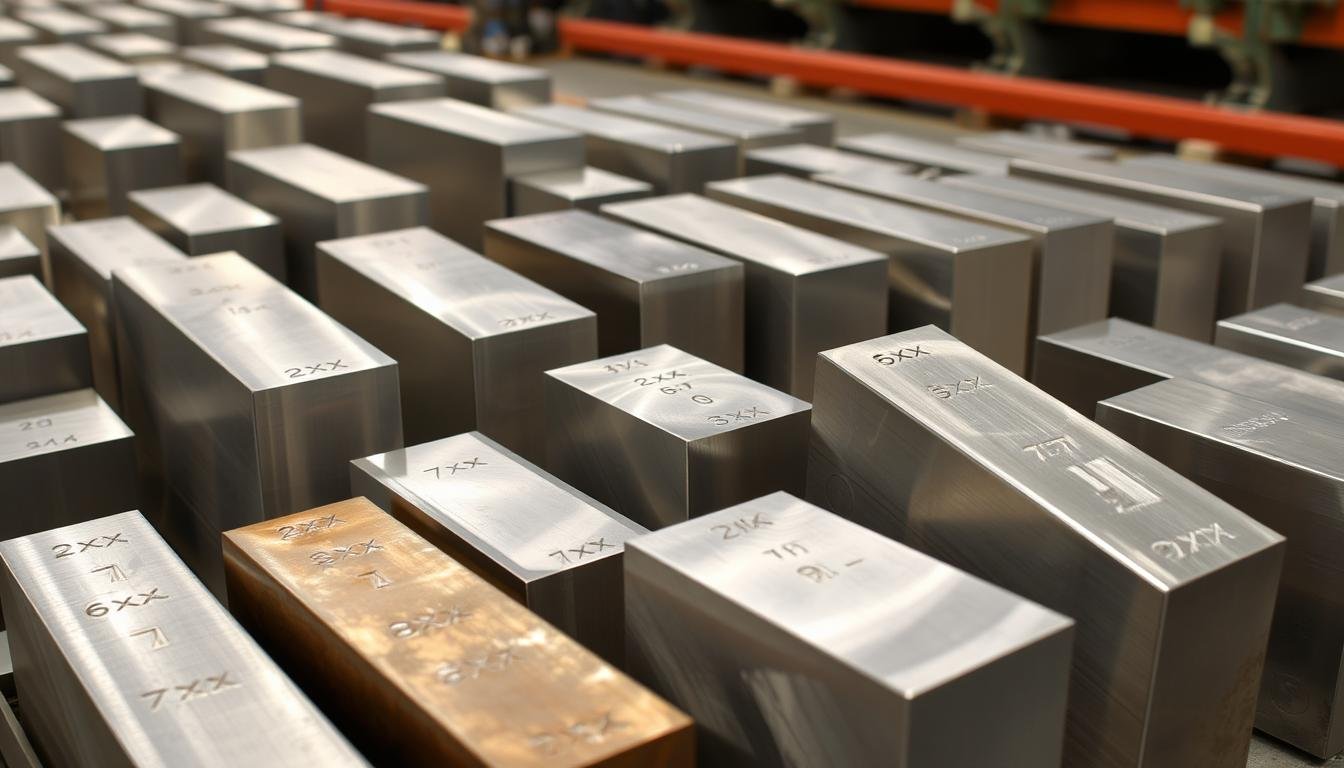 Various aluminum alloy billets prepared for the forging process at MAIKONG facility