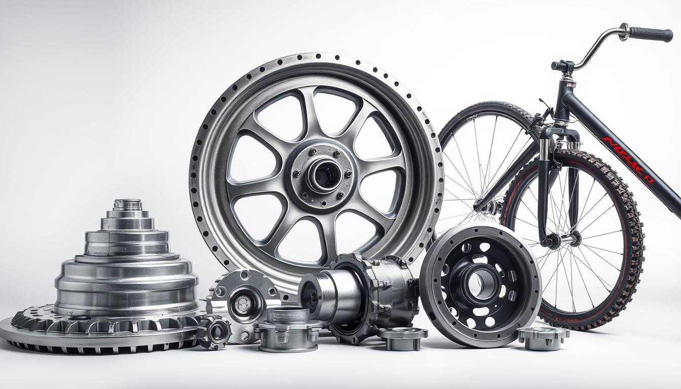 Various forged aluminum components used in different industries