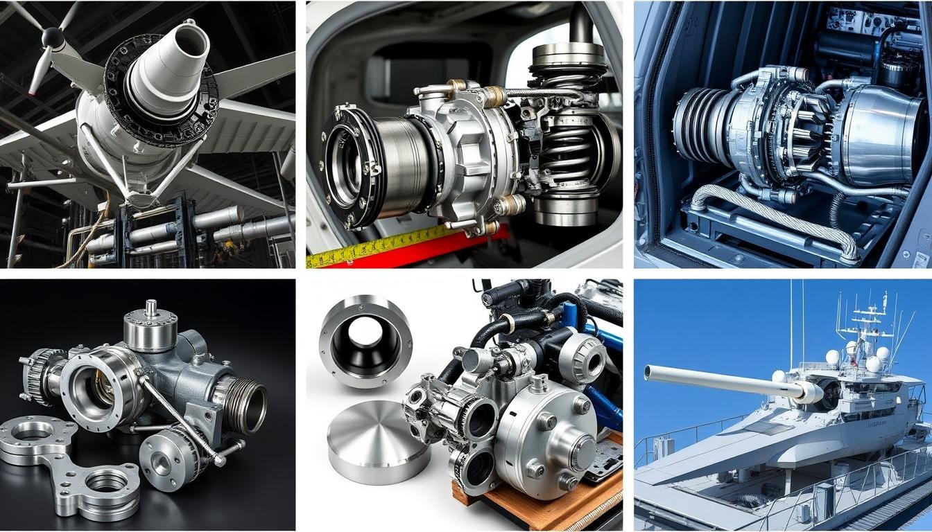 Various industry applications of aluminum alloy forgings including aerospace, automotive, and industrial components