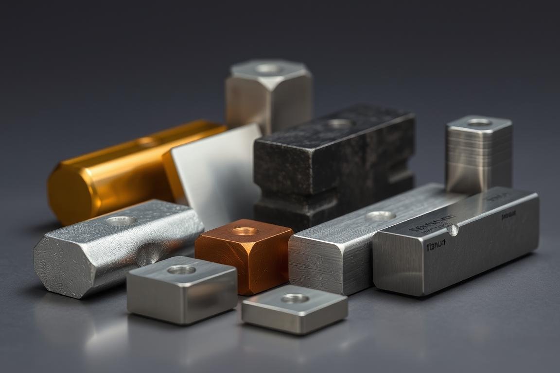 Various metal billets prepared for hot forging press processing